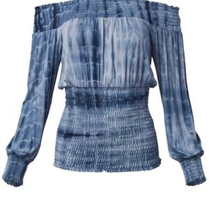 Tie Dye off the shoulder top, blue, size large